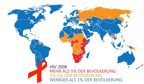 Weltweite Fälle von HIV